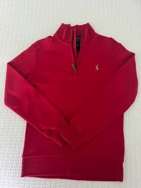 BNWOT. Polo by Ralph Lauren Red Quarter-Zip Sweatshirt with Pony Logo Size 5